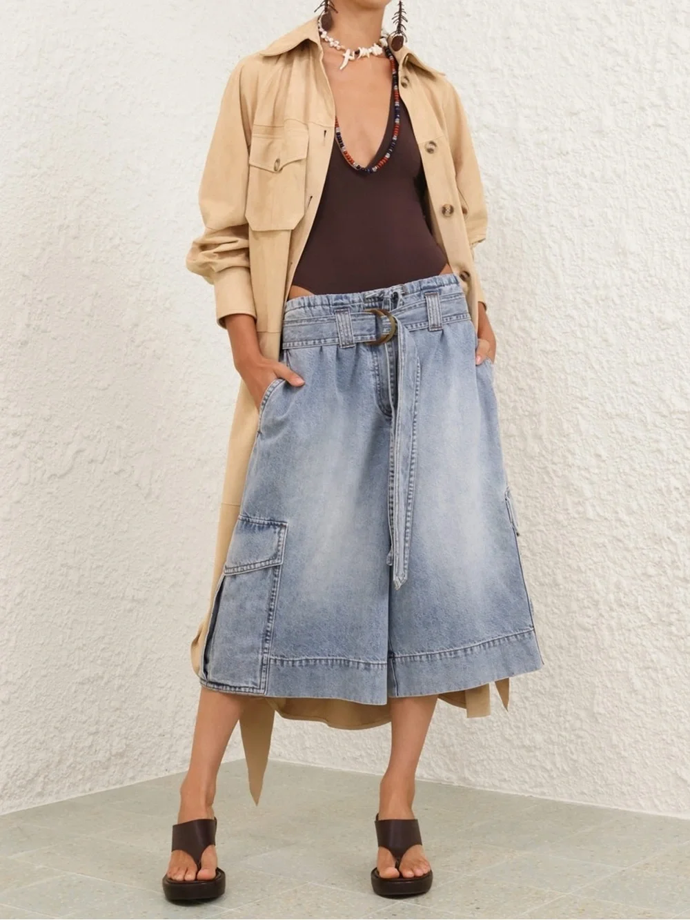 Light Wash Denim JORTS with Belt